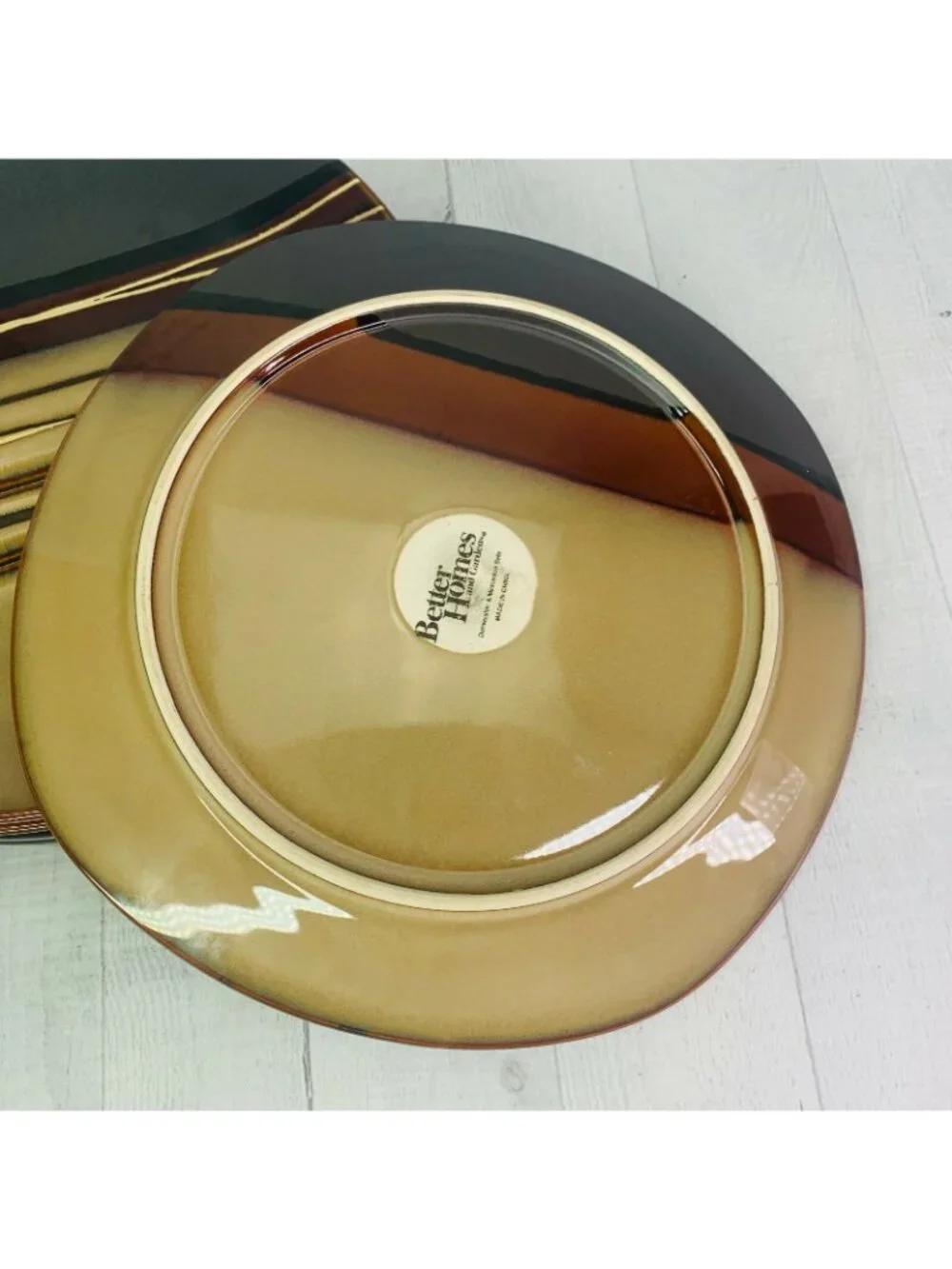 Better Homes And Gardens BAZAAR BURGUNDY Brown Stoneware Dinner Plates Set of 4
